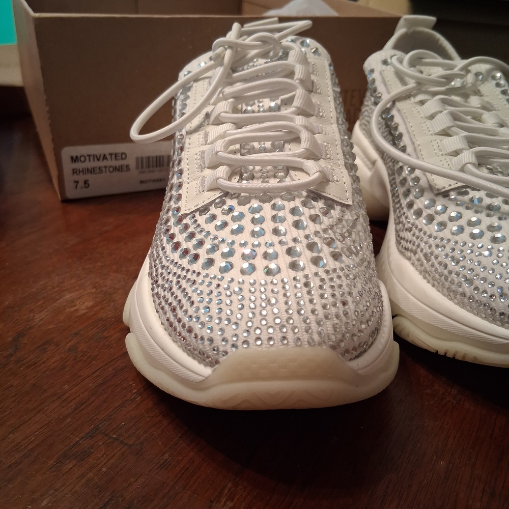 Steve Madden White Rhinestone Sneakers